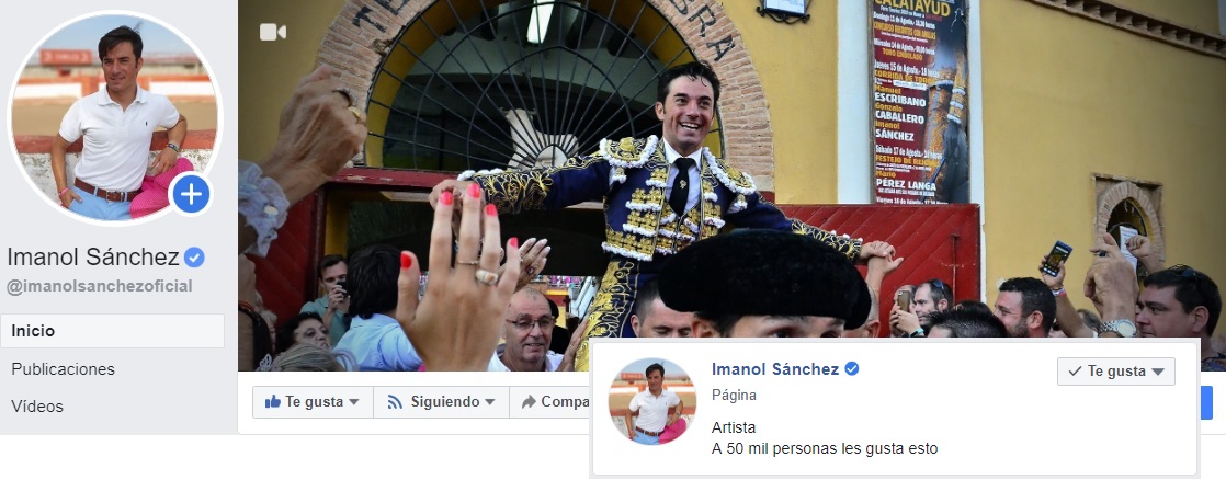 Facebook Verifica la página de imanol sanchez